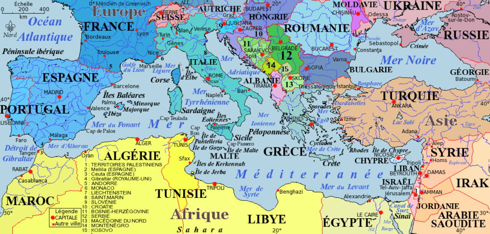 Cartes de la Méditerranée : Géographie politique