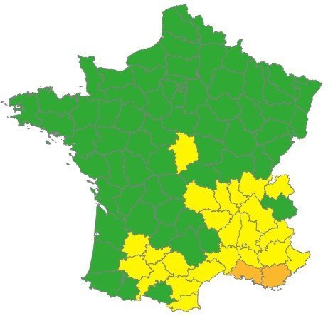 Carte de la météo des forêts en France