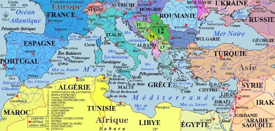 Carte de la Méditerranée