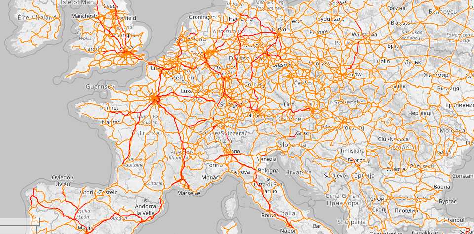 Carte des trains en Europe