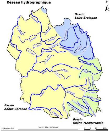 Carte : rivière de Lozère