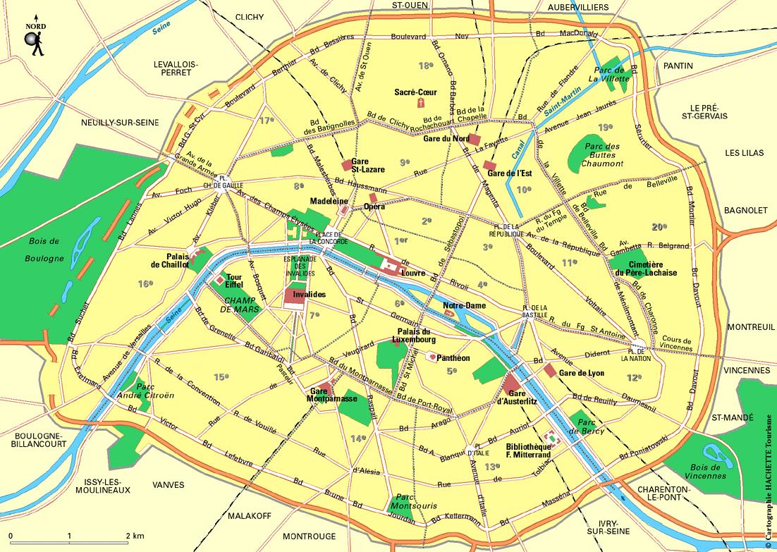 Map of Paris railway stations built in the 19th century / Guide du Routard, Hachette