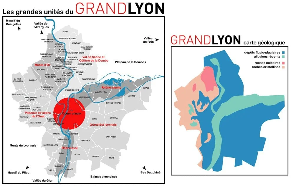 Grand Lyon : communes et géologie