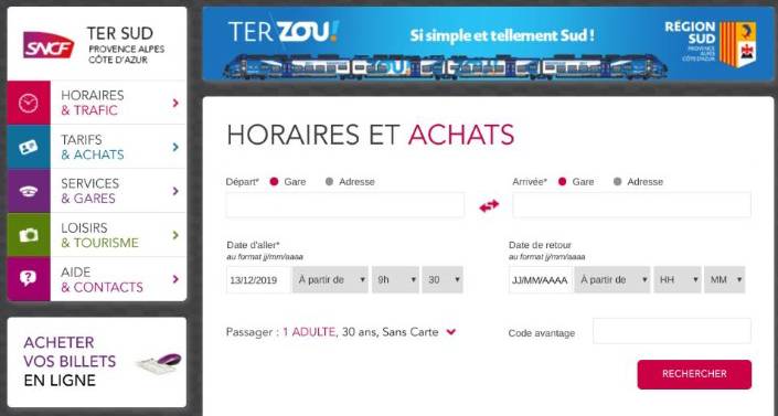Portail SNCF TER Région Sud Provence-Alpes-Côte-d'Azur