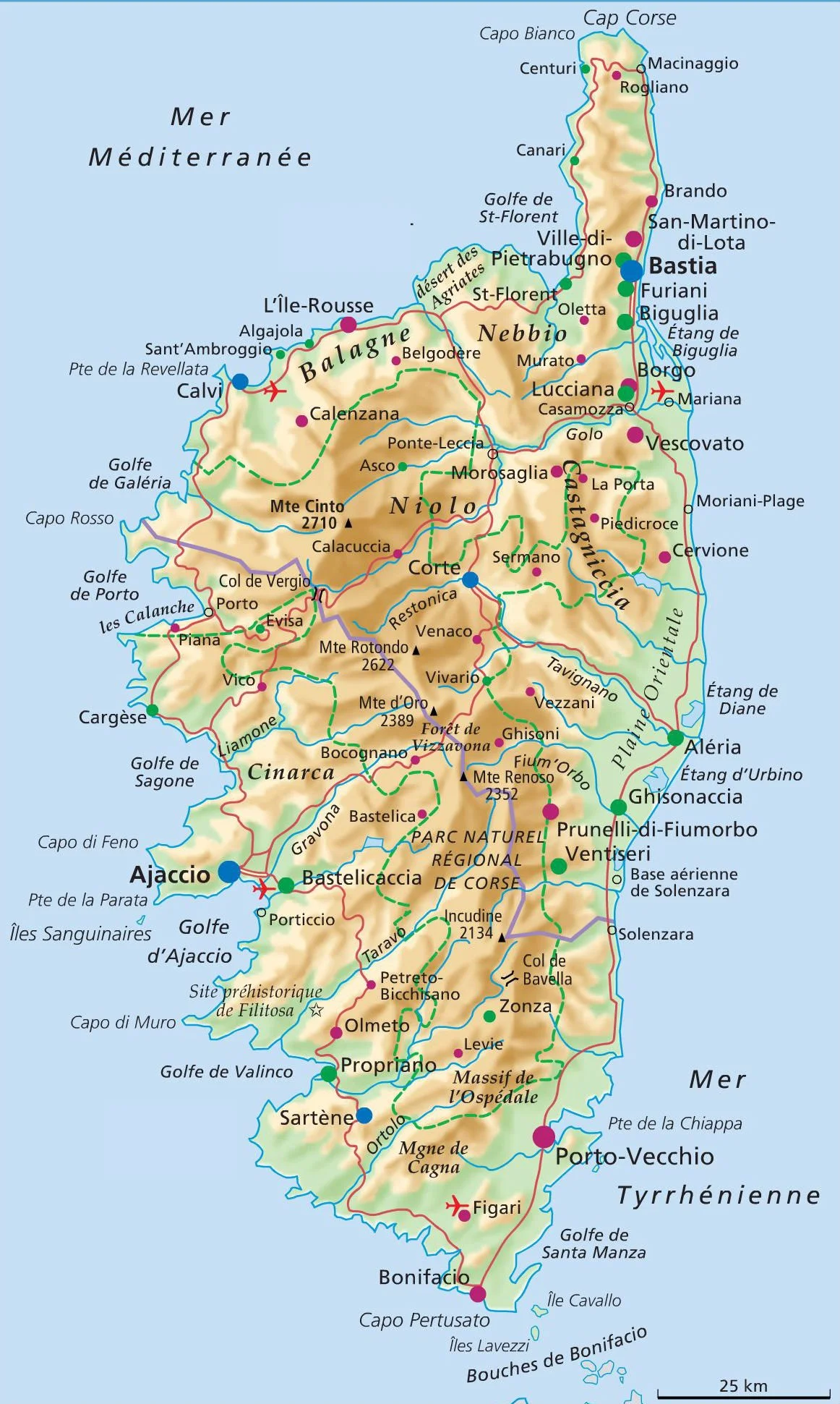 Carte de la Corse - Paradisu, le guide complet sur la Corse