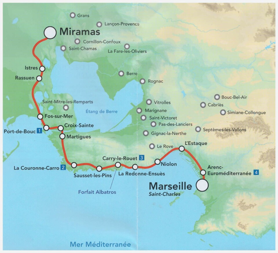Carte de la ligne Marseille-Miramas