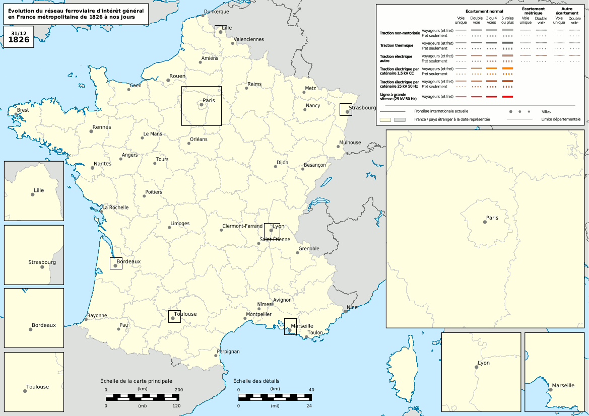 Carte : évolution du train en France