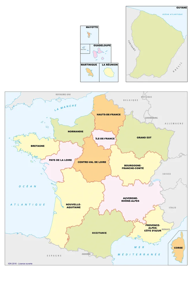 Fonds de cartes de France, Régions