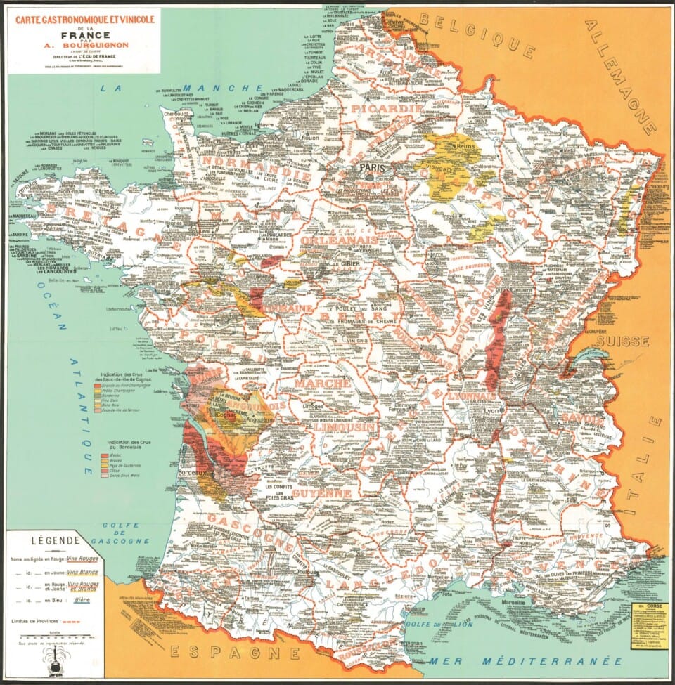 carte gastronomique et viticole de la France
