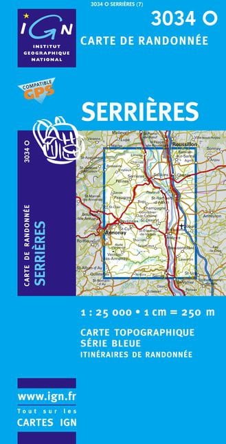 Carte IGN Sérrières, Davézieux, Annonay, Ardèche