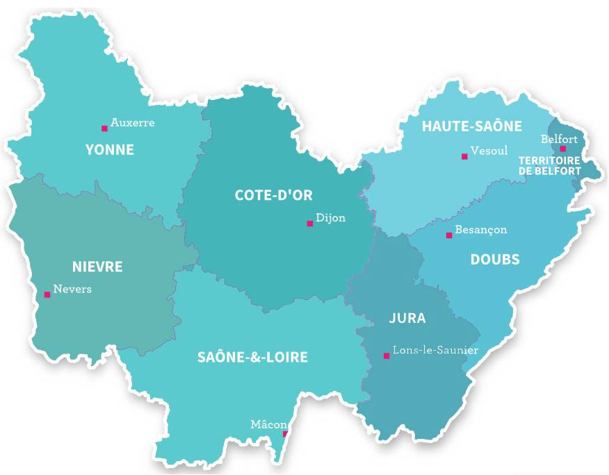 Carte, Région Bourgogne Franche-Comté