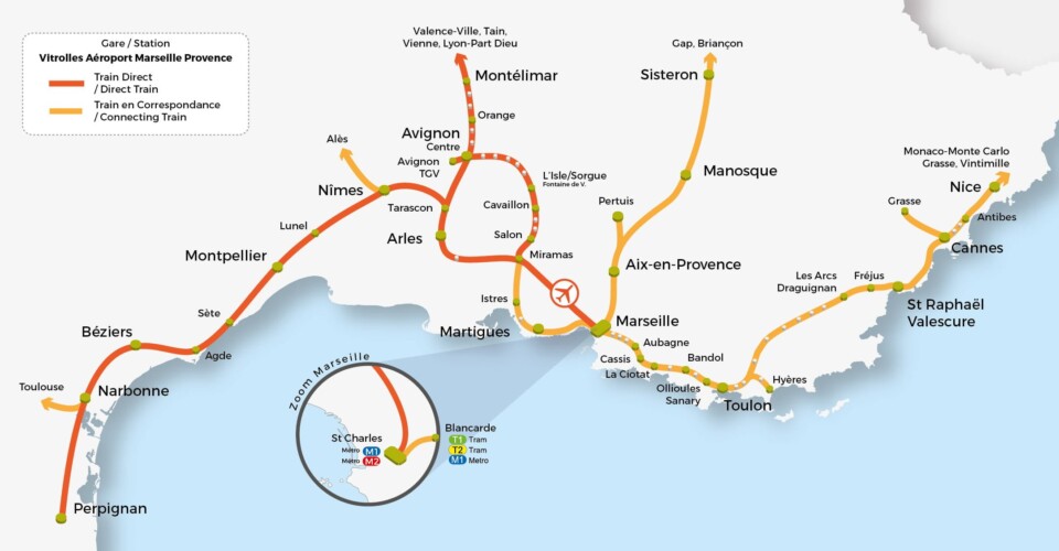 Trains pour aller à l'aéroport de Marseille-Provence