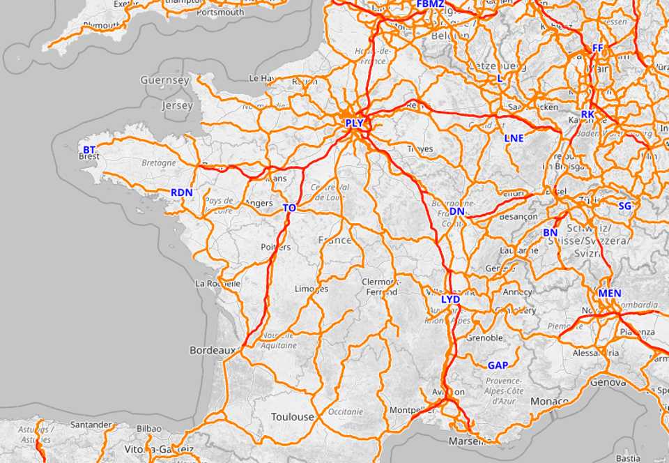 Carte des trains en France