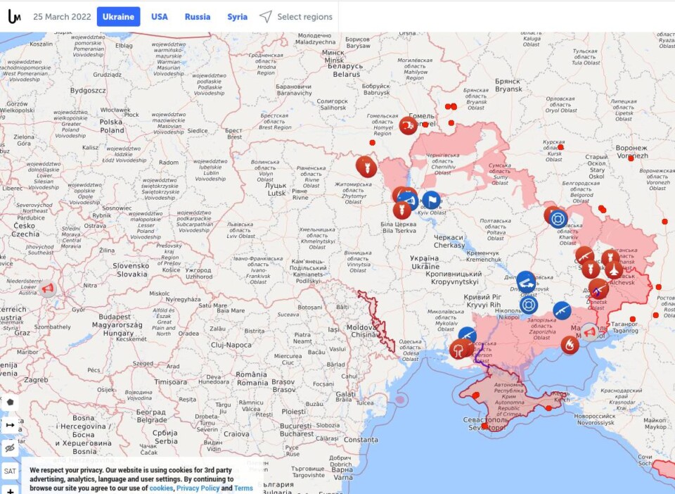 Carte Liveumap guerre en Ukraine