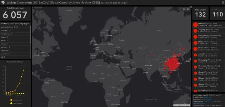 Carte mondiale de l'épidémie de coronavirus