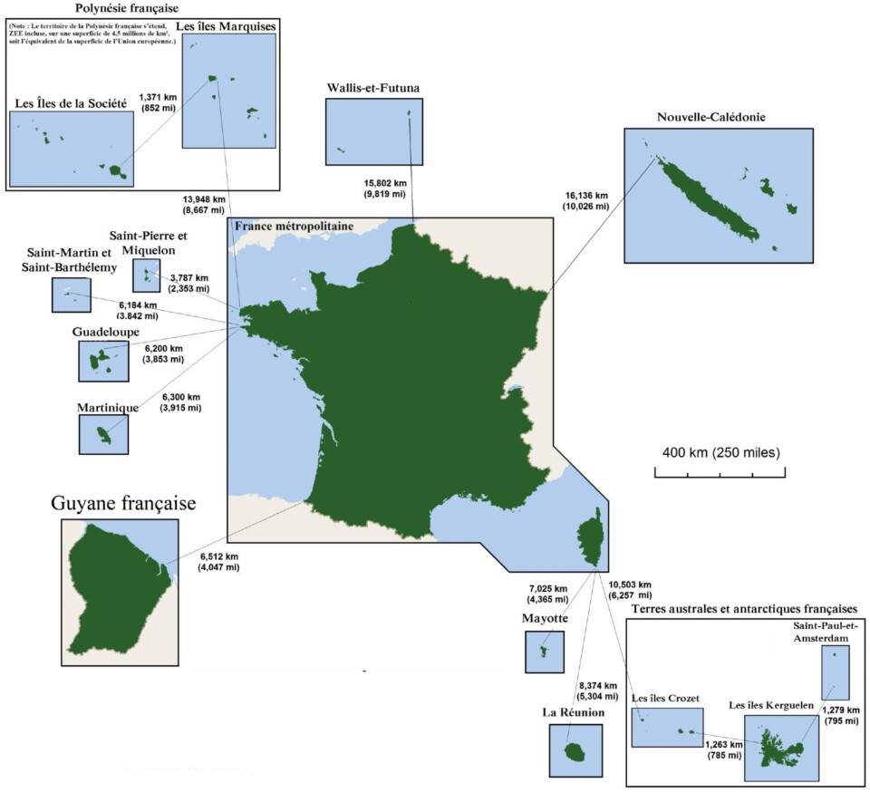 montée des eaux Outre-Mer : carte de France Outre-mer