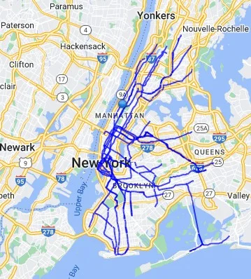 Carte du métro à New-York : lignes