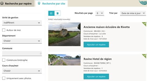 Flood markers by site
