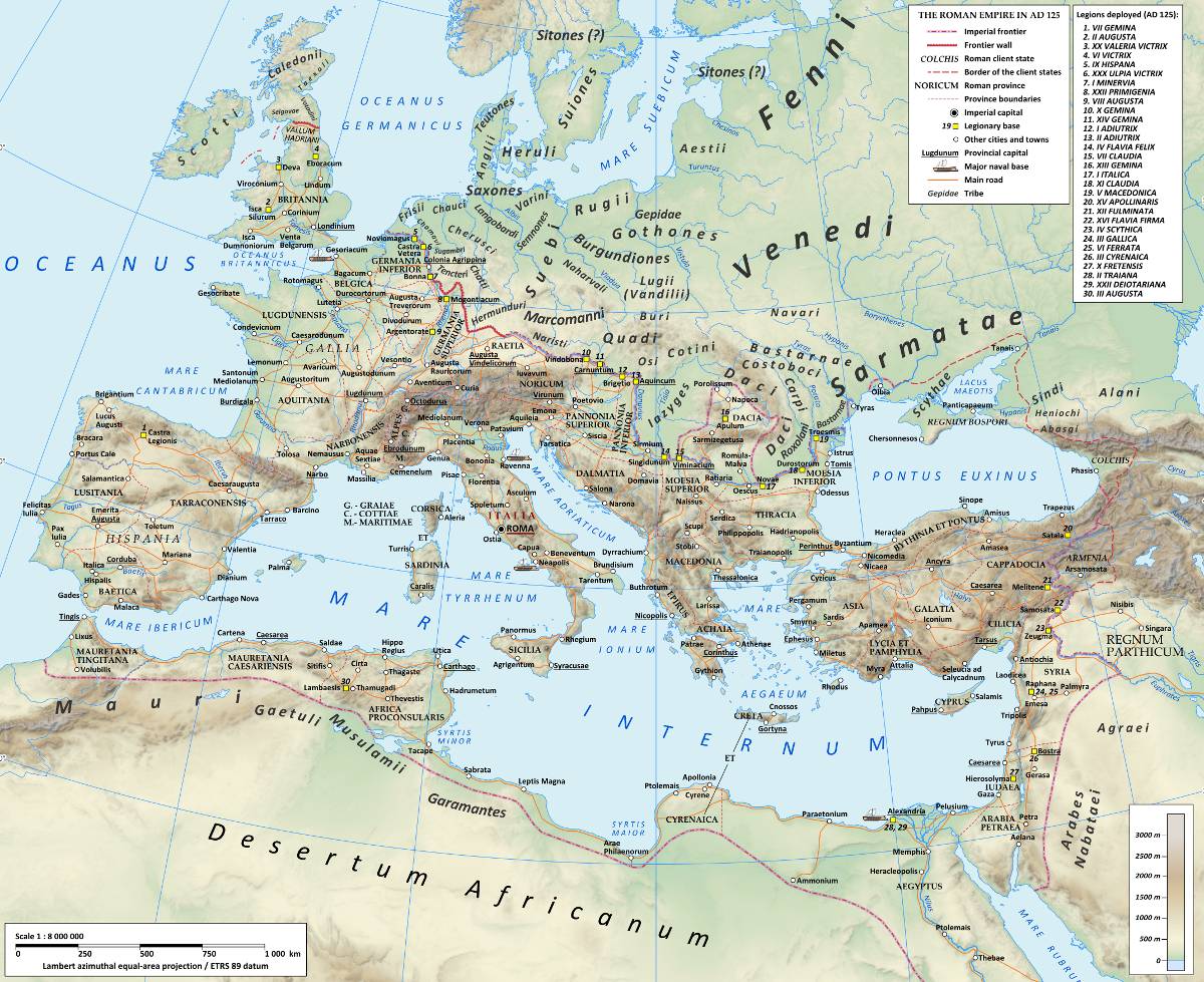 Carte des voies de l'empire romain