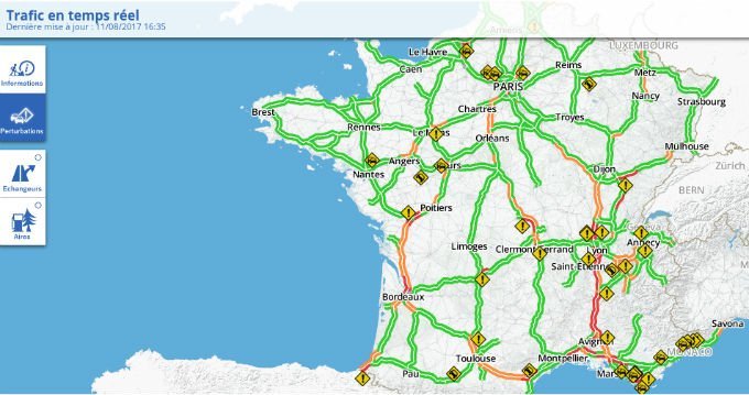 Circulation en vallée du Rhône: trafic autoroutier en temps réel