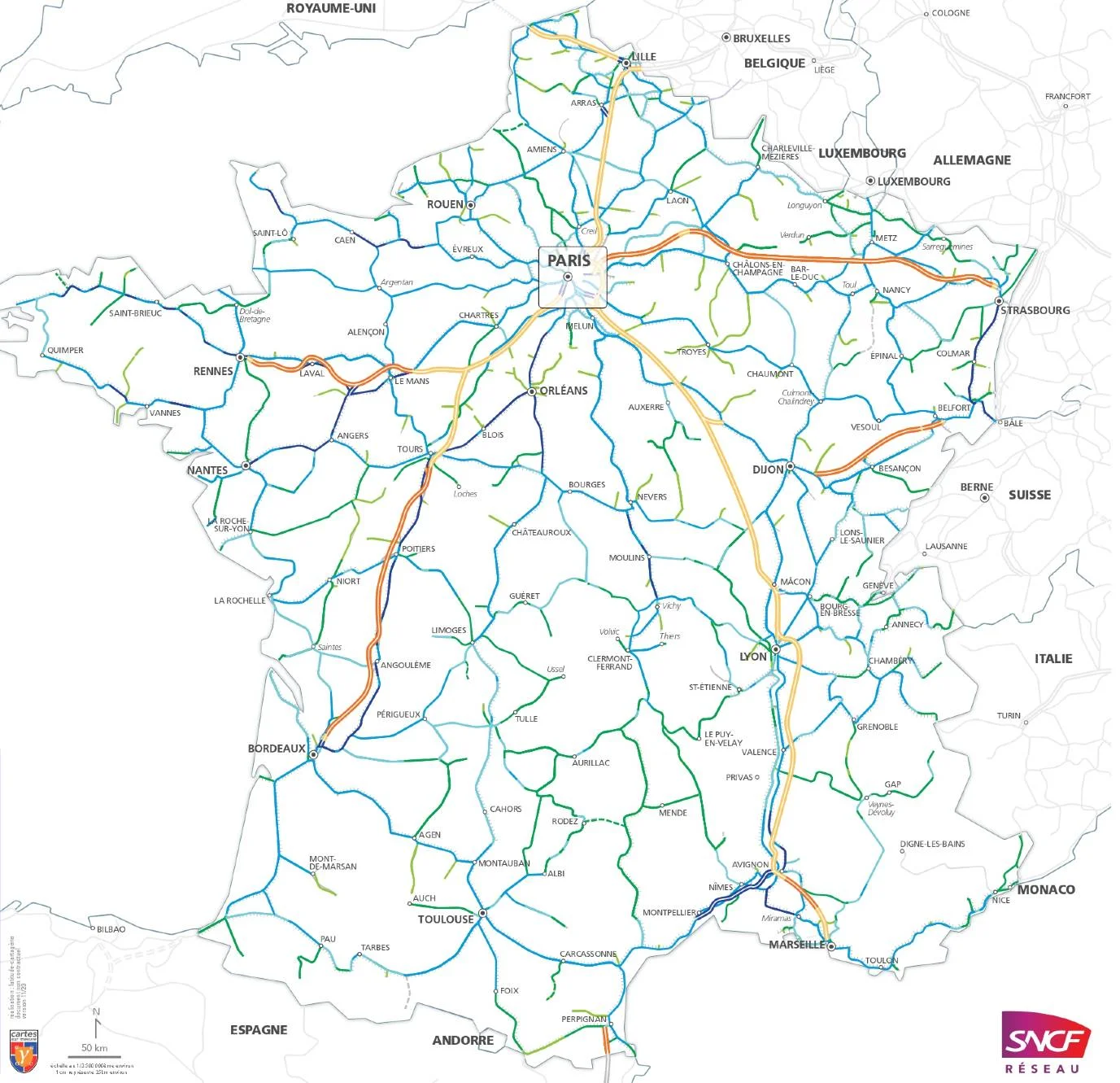 Vitesse des trains en France