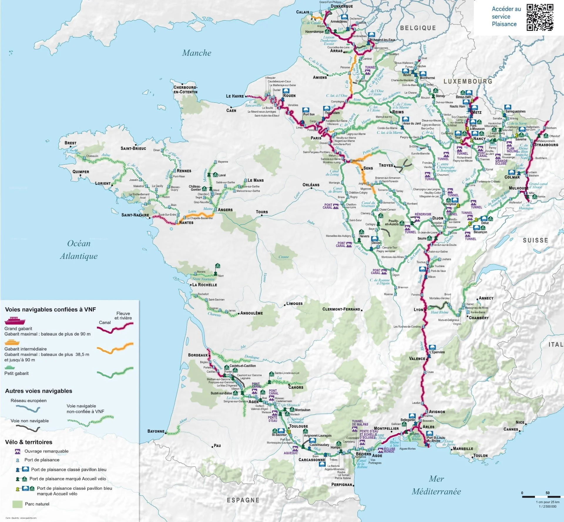 Cartes des voies navigables en France